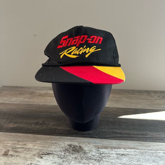 Vintage Black Warm Tone Swingster Snap On Racing Indy Nascar Race Car Hat 90s - Picture 1 of 8